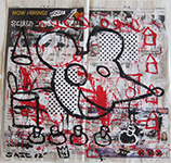 untitled (acrylic & collage on Korean newsprint)